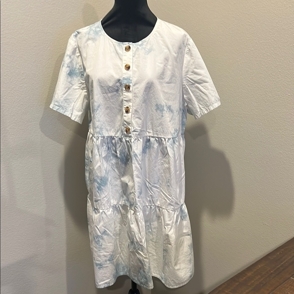 Madewell White and Blue Button-Front Dress - Picture 1 of 3